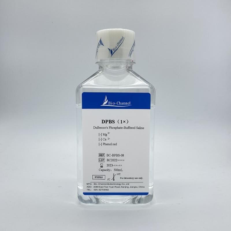 Dulbecco's磷酸盐缓冲液（DPBS），不含钙、镁，不含酚红