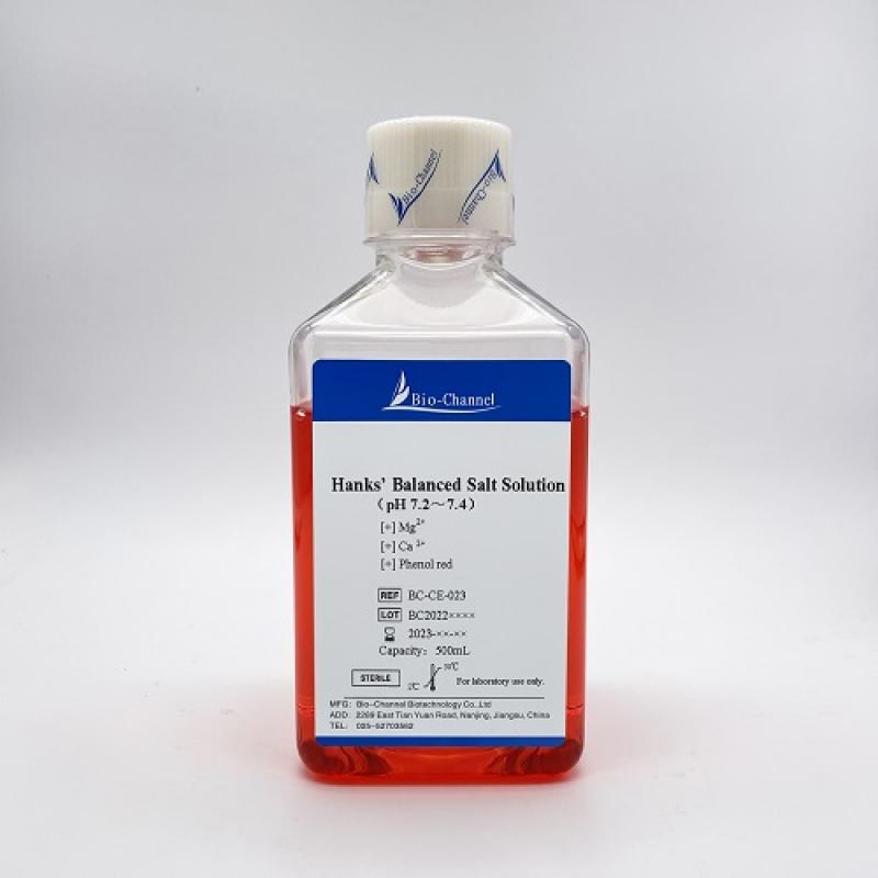 Hanks平衡盐溶液(1×,含酚红)（pH7.2-7.4）